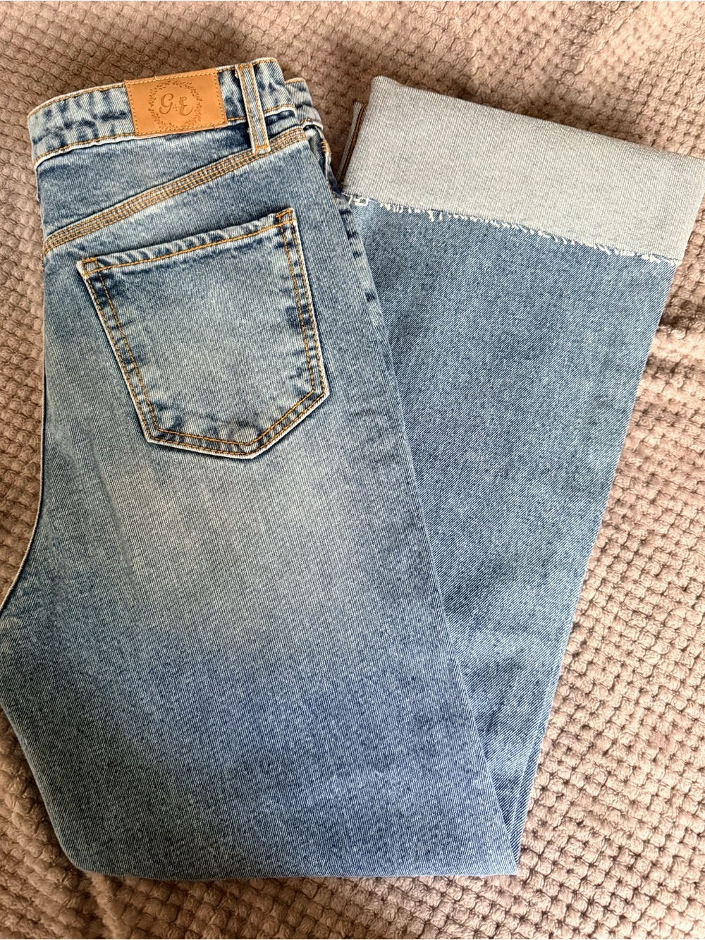 Grace & Emma Medium Wash Wide Leg Cuffed Jeans